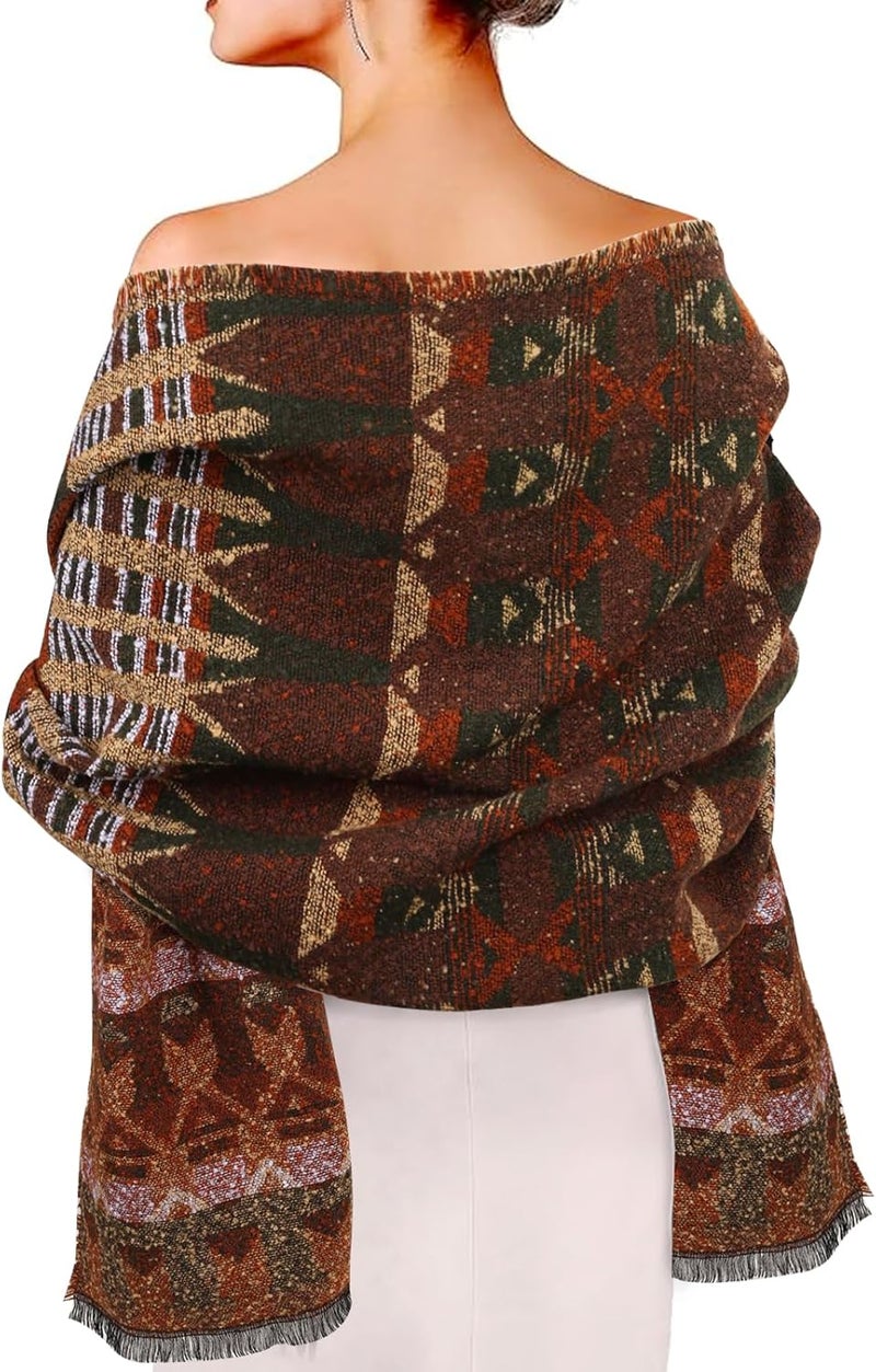 EXTREE Scarfs for Women Pashmina Silky Shawl Wrap for Evening Dressing Blanket Open Front Poncho Cape - Image 5